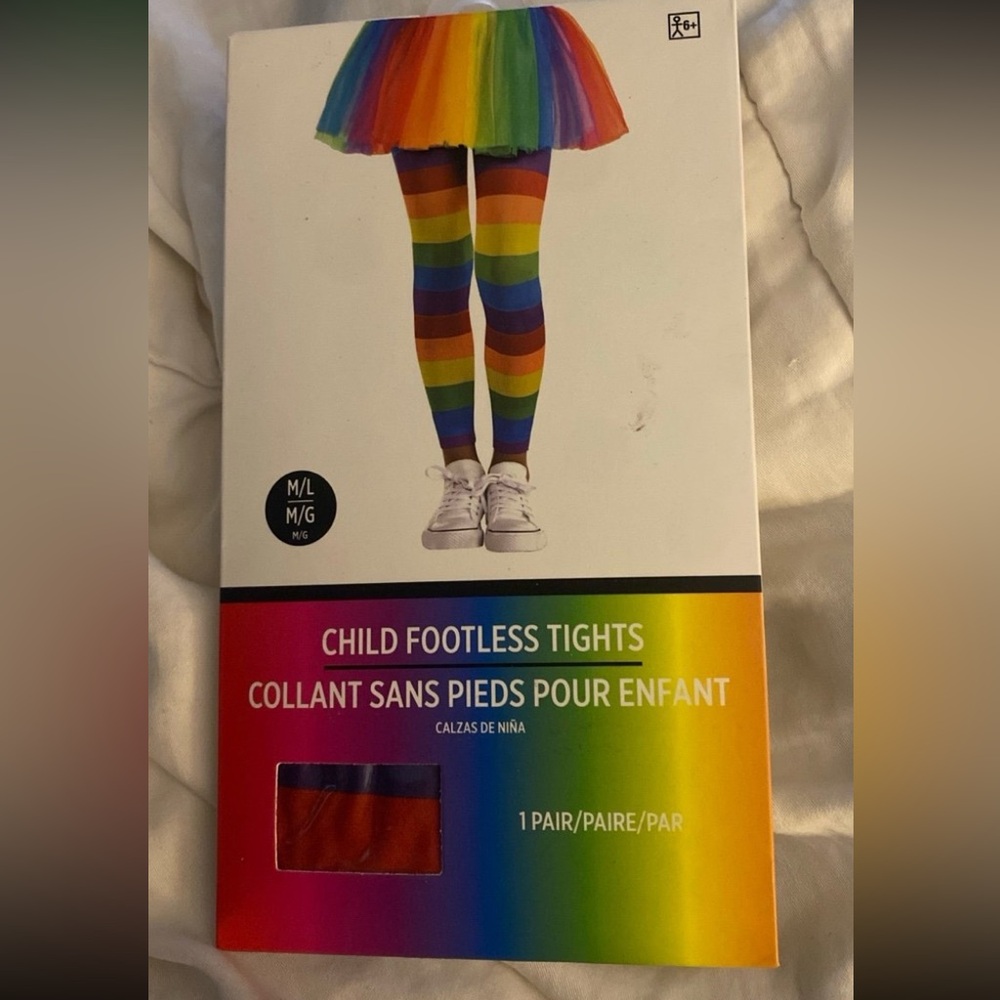Rainbow Striped Child Footless Tights